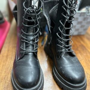 Ardene Black Lace-Up Combat Boots